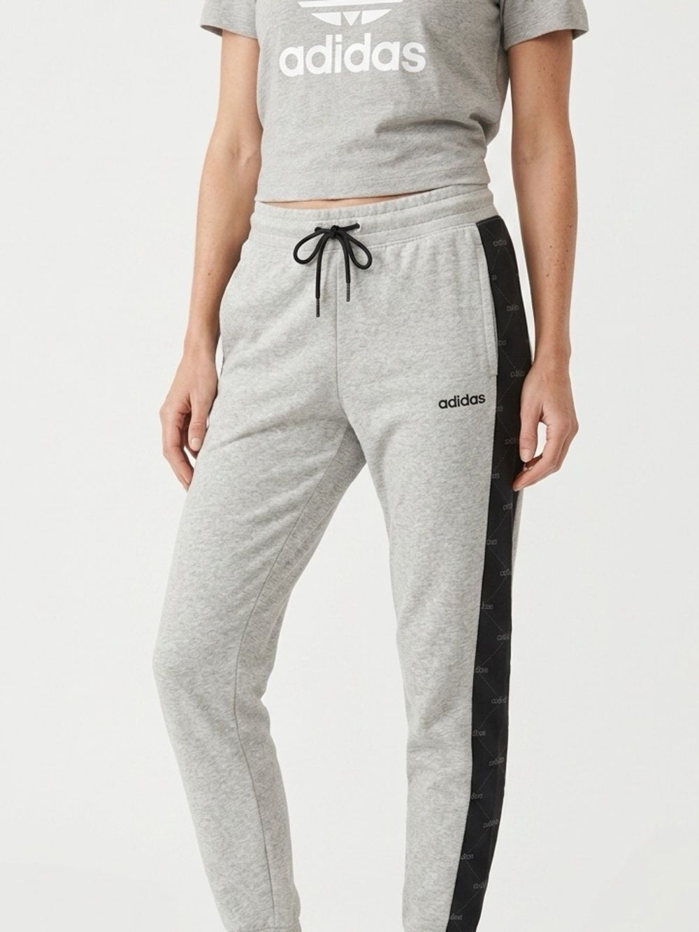 ADIDAS | Gray & Black Drawstring Waist Sweatpants Joggers Women’s Size Large